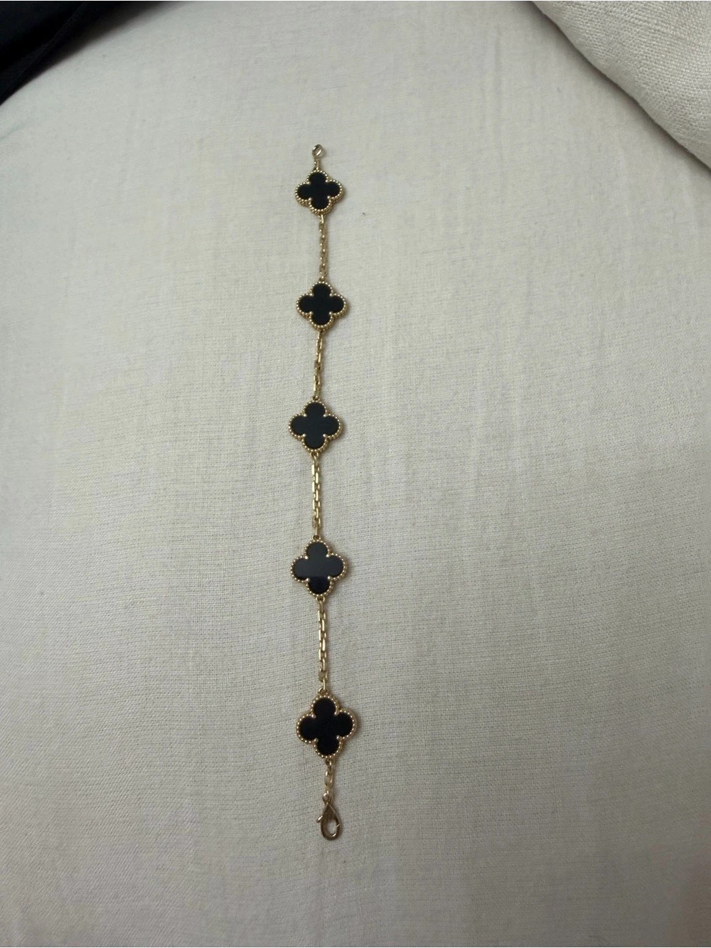 Van Cleef & Arpels Vintage Alhambra 5-Motif Onyx Bracelet